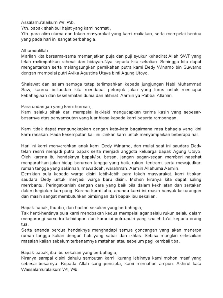 Teks Sambutan Pengantin | PDF