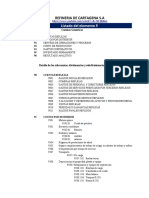 Cuentas genéricas y centros de operaciones de Refinería Cartagena S.A