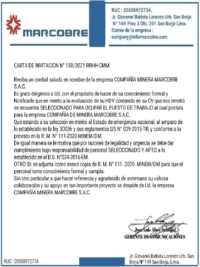 26 Compañía Minera Marcobre S.A.C | PDF