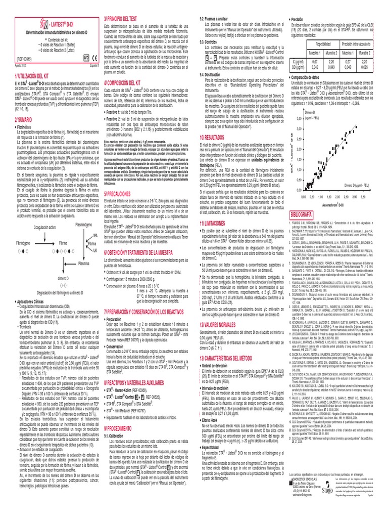 Inserto (2012) LIATEST D-DI PLUS | PDF | Sangre | Especialidades Medicas
