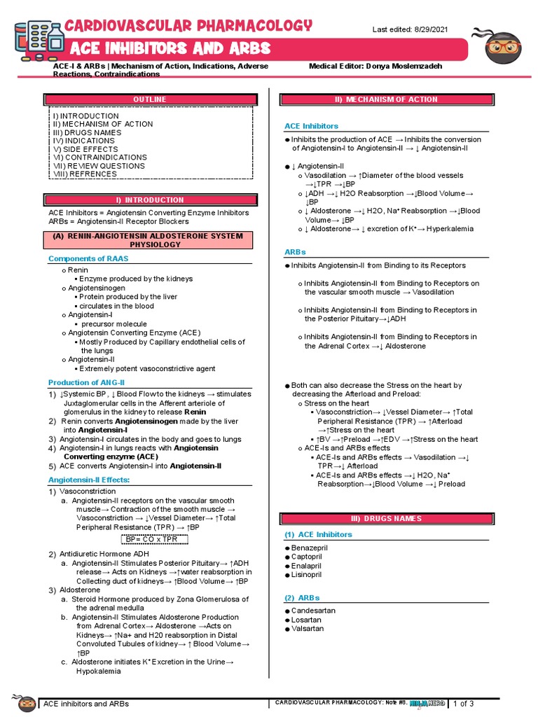 ACE Inhibitors and ARBs Mechanisms | PDF | Angiotensin | Medical ...