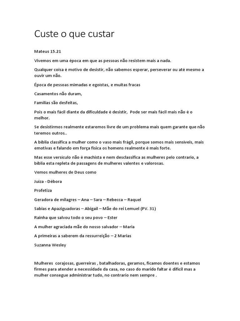 Custe o Que Custar PDF Mulher Jesus