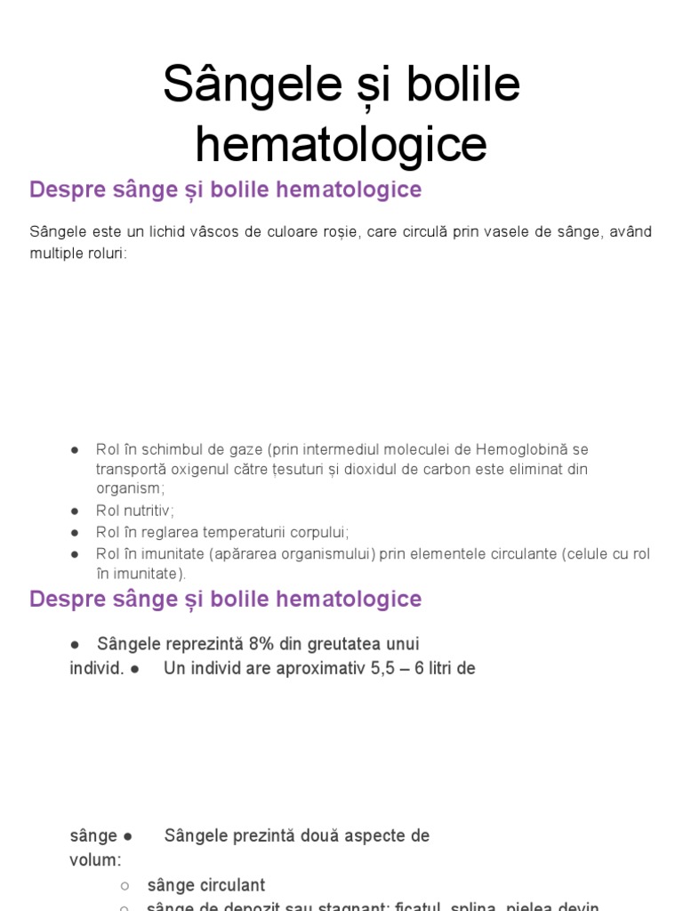 Sângele Și Bolile Hematologice | PDF