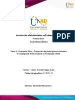 Formato para La Elaborar La Proyección Del Propio Proceso Formativo en El Programa de LIPI, Tatiana Vargas