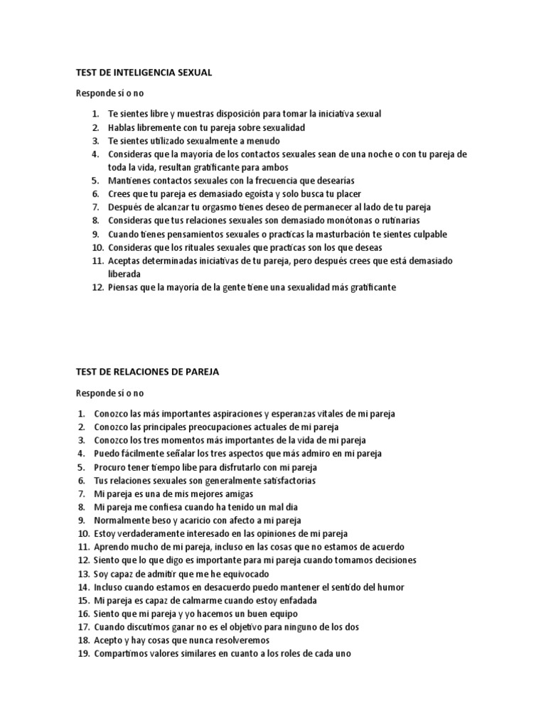 Test de Relaciones de Pareja y Amistad | PDF | Estilo de vida