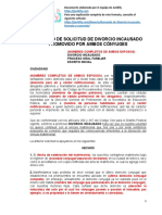 Formato de Solicitud de Divorcio Incausado Promovido Por Ambos Conyuges