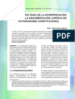 El Necesario Paso de La Interpretación Jurídica A La Argumentación Jurídica en Un Paradigma Constitucional