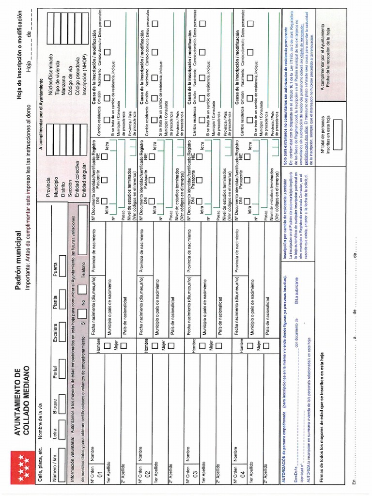 Modelo de Hoja Padronal PDF