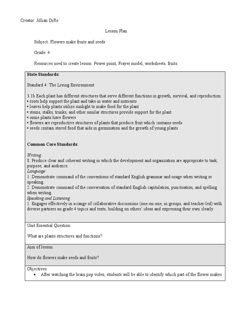 Flowers Make Fruits Seeds PDF Fruit Flowers