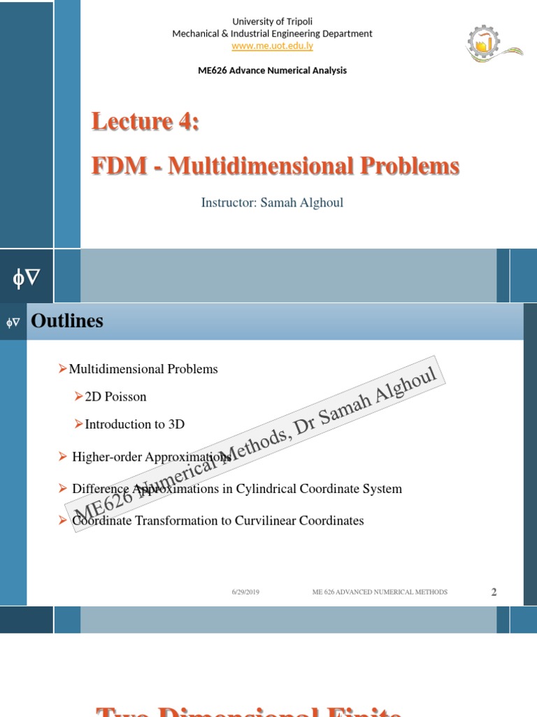 L04 - 2D Finite Difference Method | PDF | Finite Difference | Cartesian ...