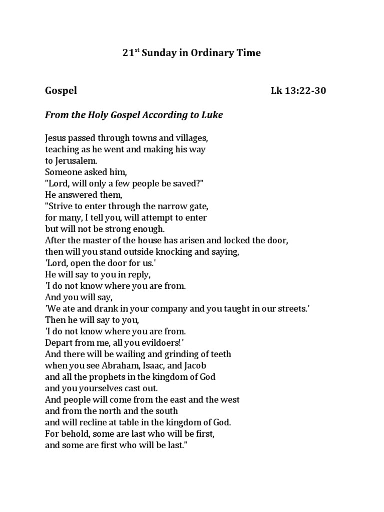 21st Sunday in Ordinary Time | PDF