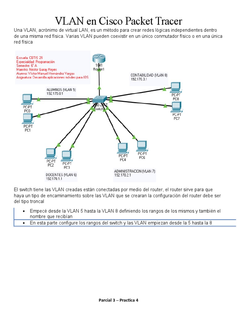 Configuración de VLAN en Cisco Packet Tracer | PDF | Enrutador ...