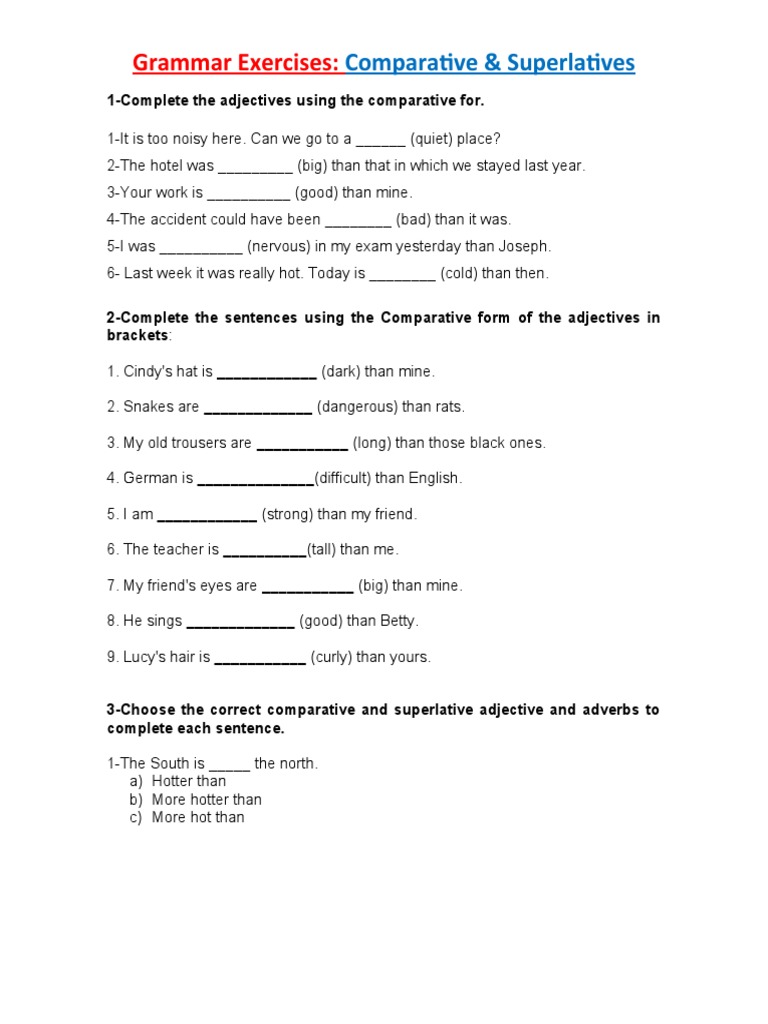 Exercises - Comparative & Superlatives | PDF | Teaching Methods & Materials