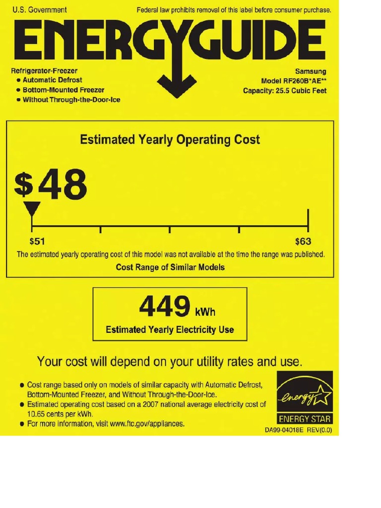 Manual de Instruções Samsung RF260BEAESR (1 Páginas) PDF