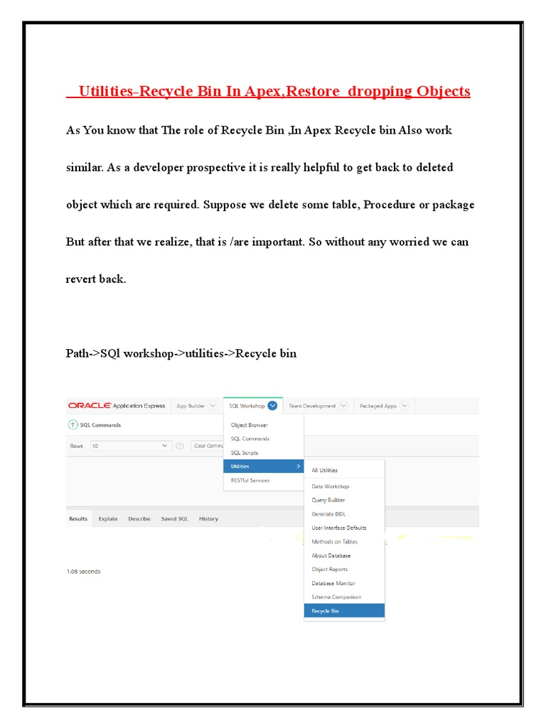 Utilities Recycle Bin in Apex PDF