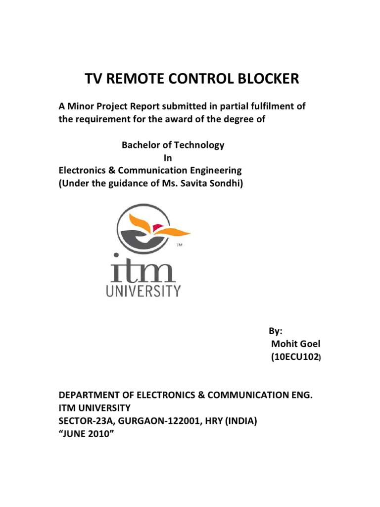 TV Remote Control Blocke1 | PDF | Technology & Engineering