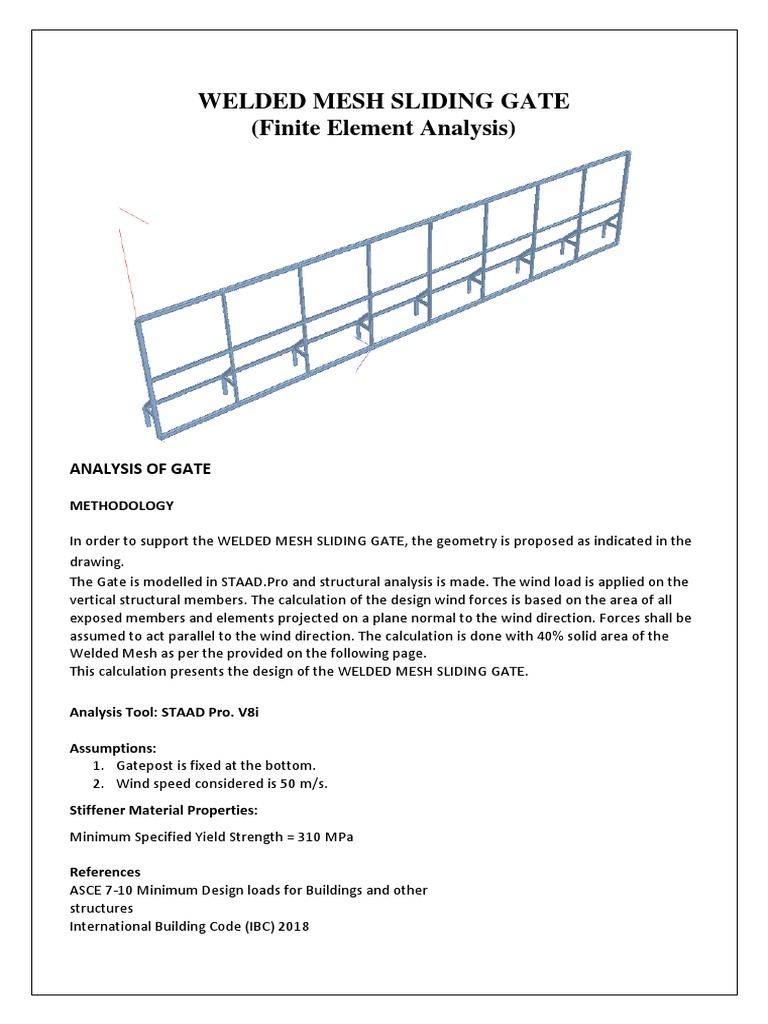 Welded Mesh Sliding Gate Analysis | PDF | Structural Analysis | Area