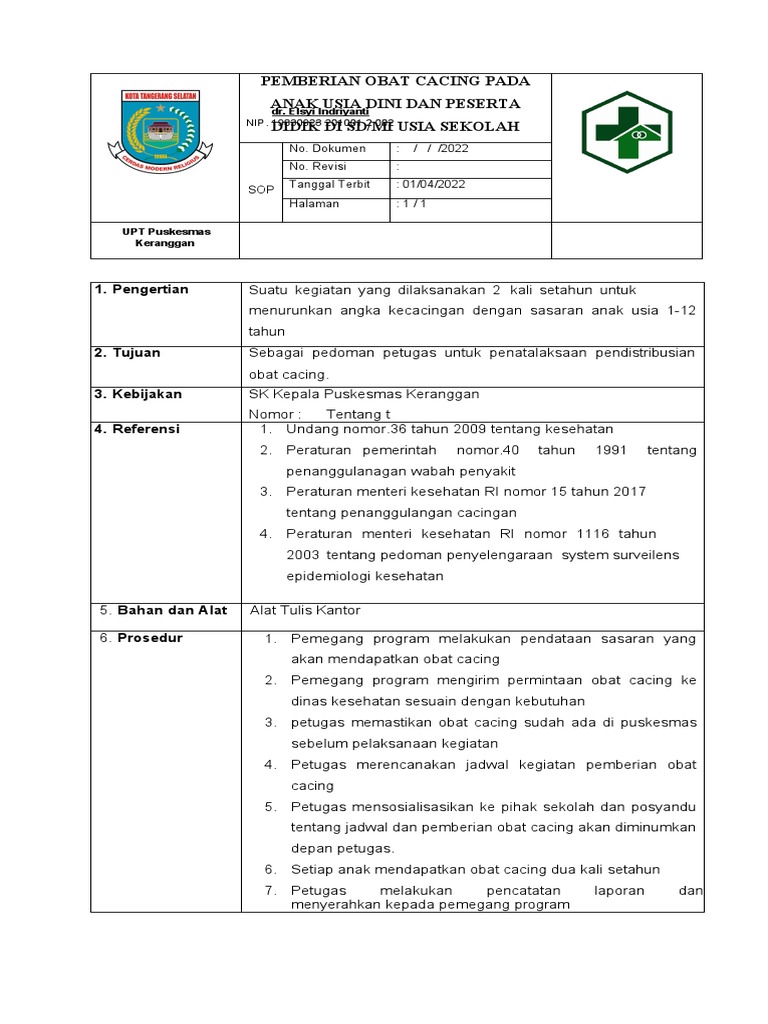 Sop Kecacingan | PDF