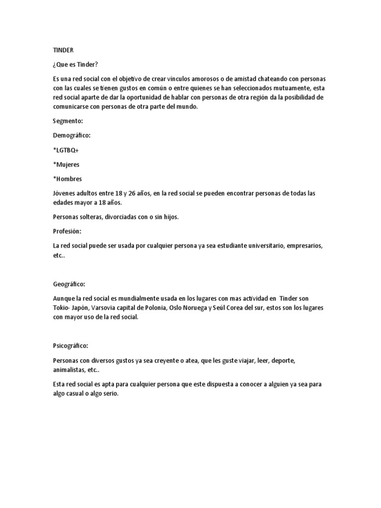 Uso de Tinder en el mundo | PDF | Yesca (aplicación)