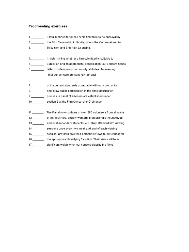 Proofreading Exercises Pdf : Grammar Exercise – UVNT