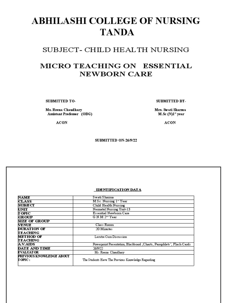 Lesson Plan On EssentialNewborn PDF Childbirth Breastfeeding