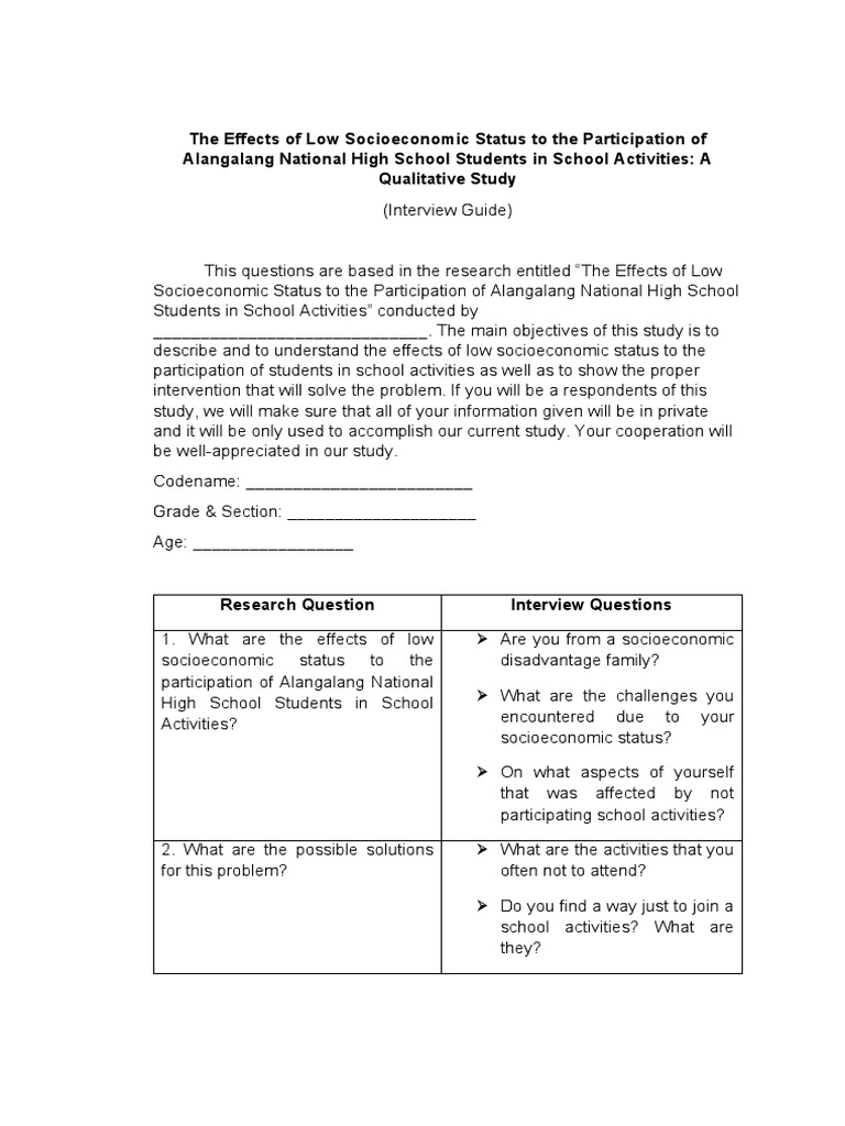 Interview Guide | PDF | Wellness