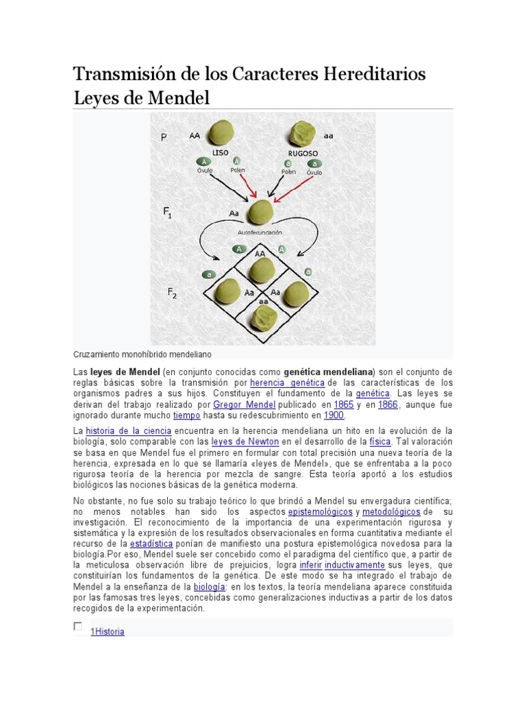 Transmisión de Los Caracteres Hereditarios 2022 PDF Enlace Genético Alelo