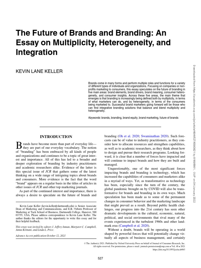 06 2021 Jcr 4 527 The Future Of Brands And Branding Keller Pdf