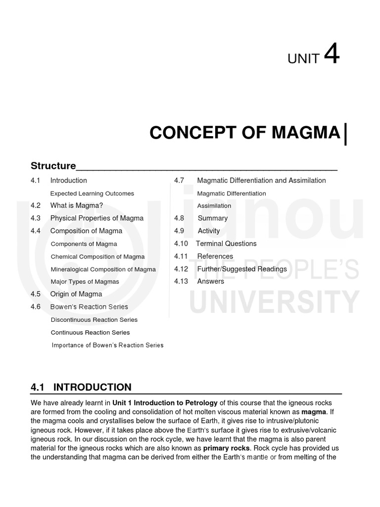 Unit 4 | PDF | Magma | Igneous Rock