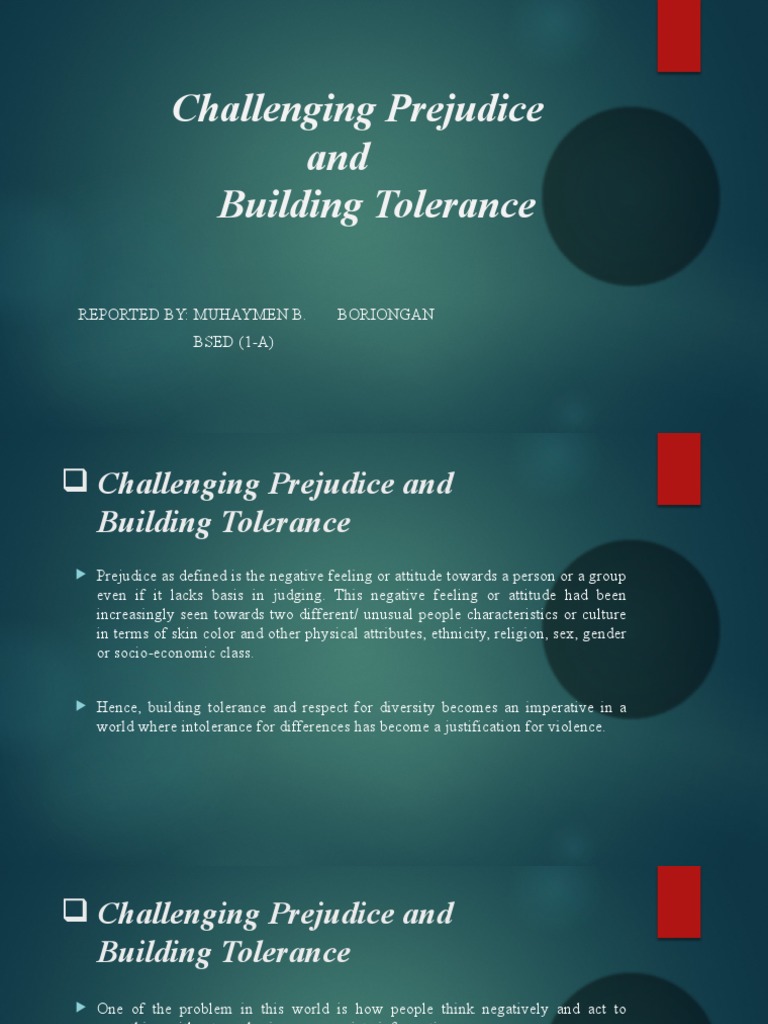 Promoting Tolerance Against Prejudice | PDF | Prejudices | Toleration