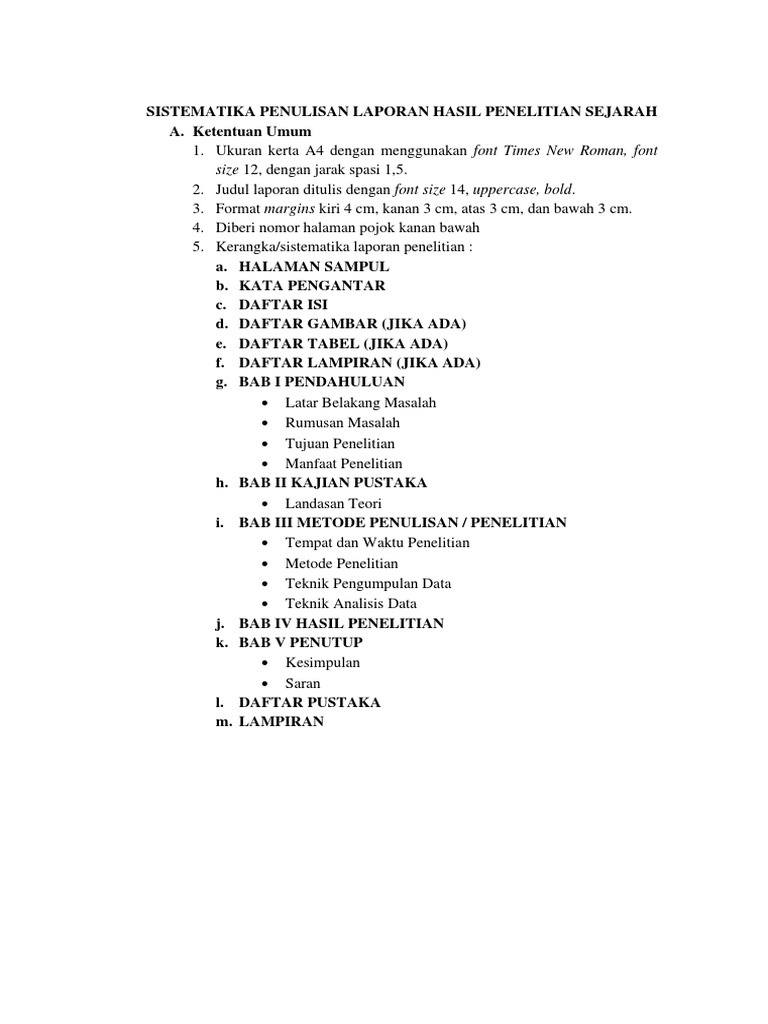 Format Laporan Hasil Penelitian Sejarah | PDF