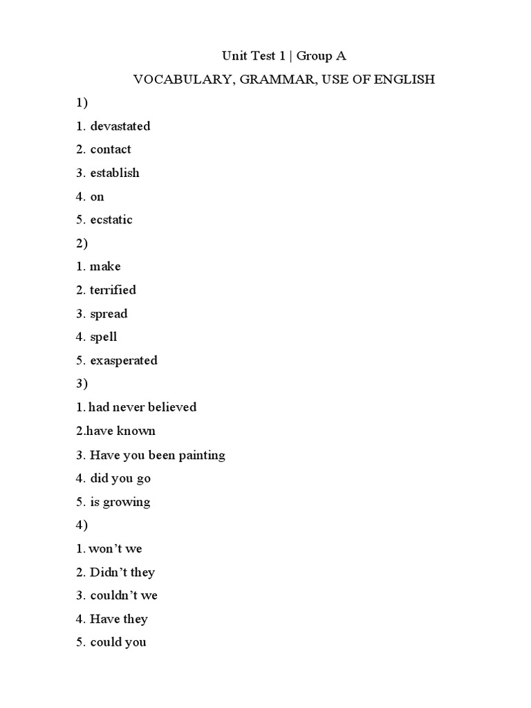Unit Test 1 | PDF | Language Arts & Discipline | Science & Mathematics