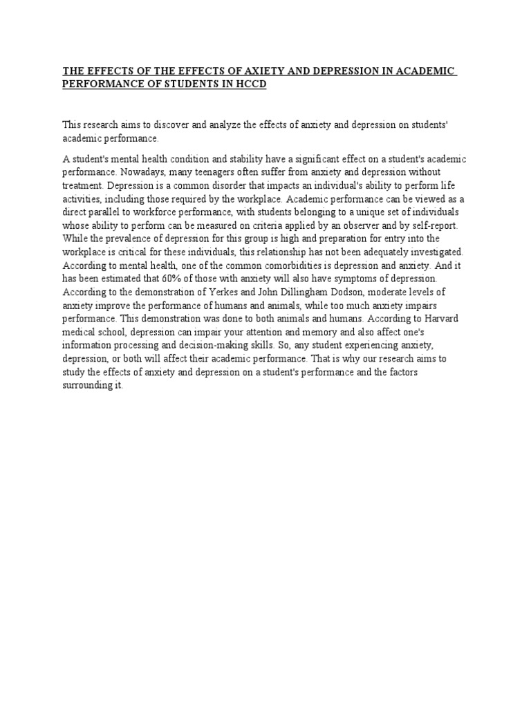 Anxiety & Depression Impact on Student Performance | PDF