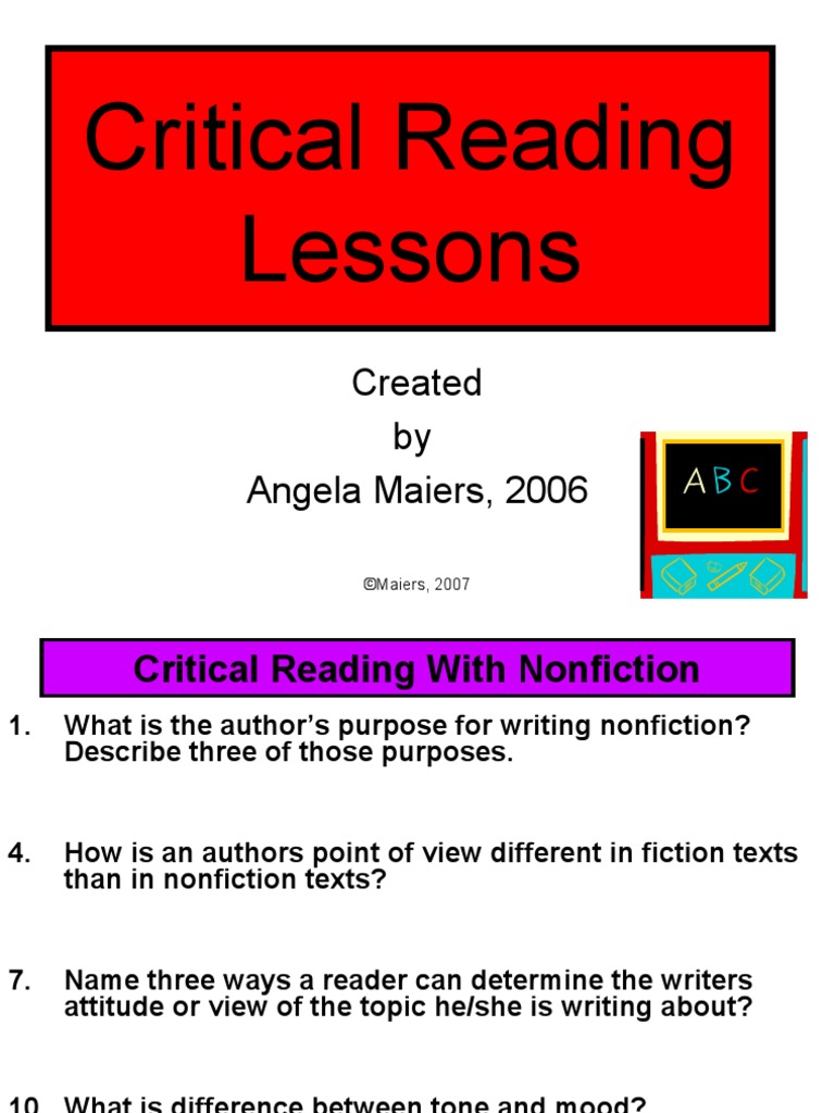 Lessons For Critical Reading Hunting Reading Comprehension