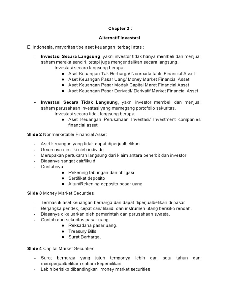 CH 2 Investment Alternatives PDF Hukum