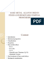 Base Metal Alloys Used in Fixed and Removeable