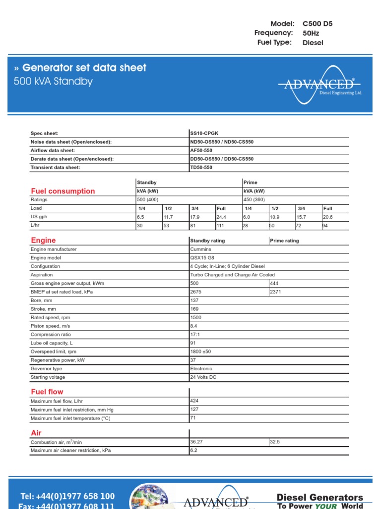 C500 Datasheet PDF Diesel Engine Engines