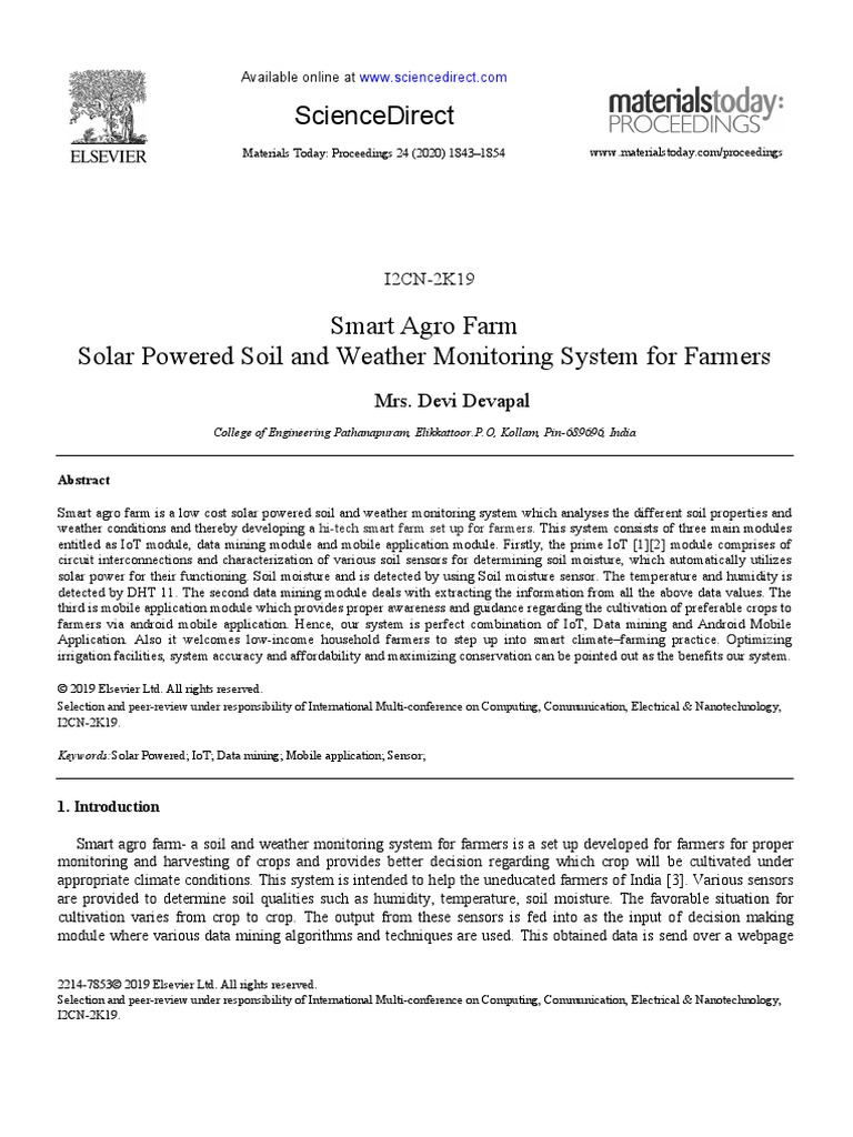 Solar Powered Soil and Weather Monitoring System For Farmers | PDF