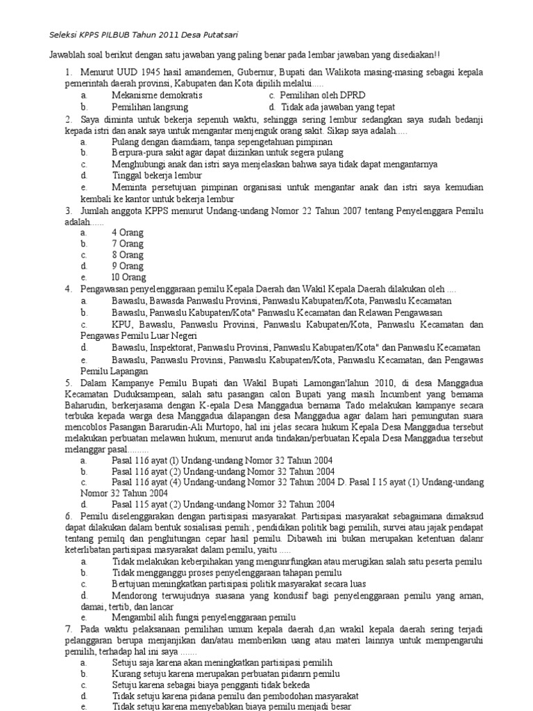 Soal Tes Pps Pileg 2019