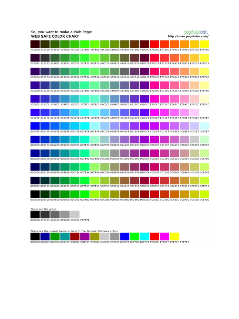 CSS Color Selector Chart Template47972 PDF