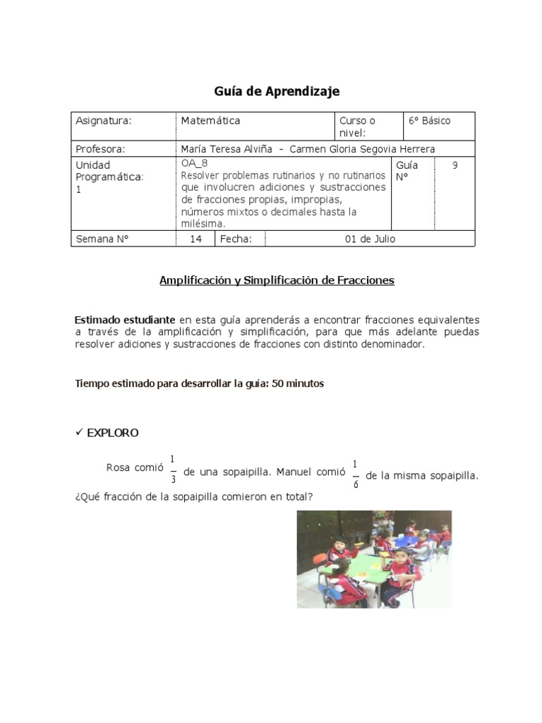 Amplificación y Simplificación de Fracciones | PDF | División ...