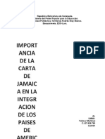 Importancia de La Carta de Jamaica en La Integración de Los Países de América