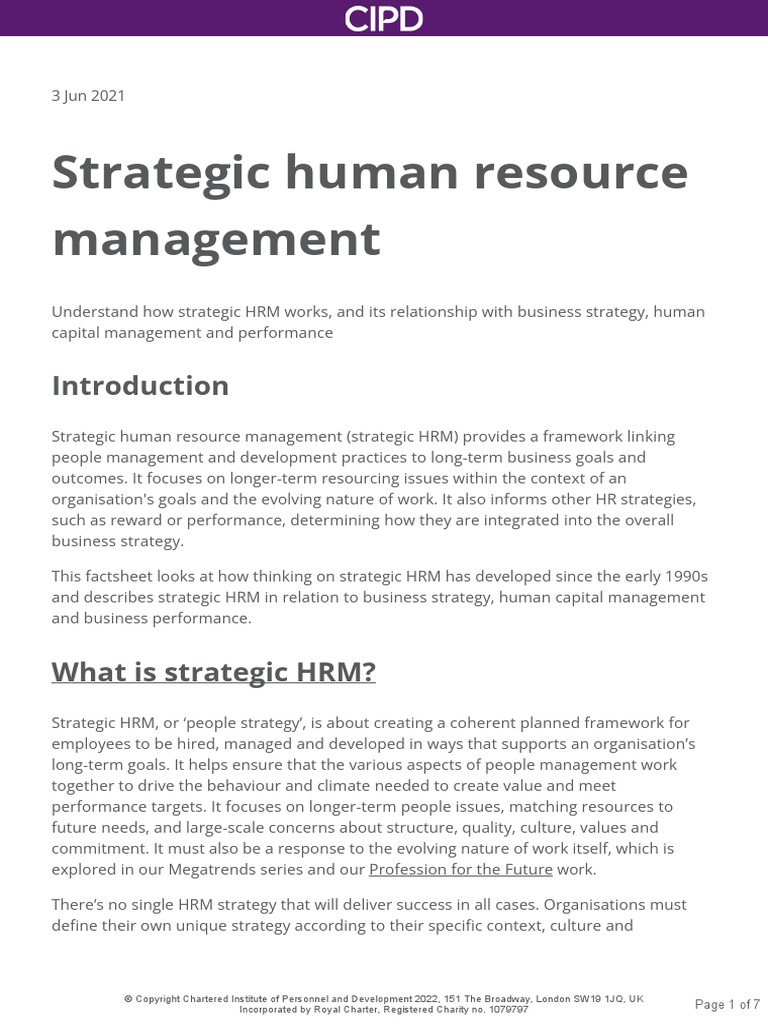 Strategic HR Management 20220925T160333 | PDF | Human Resource ...