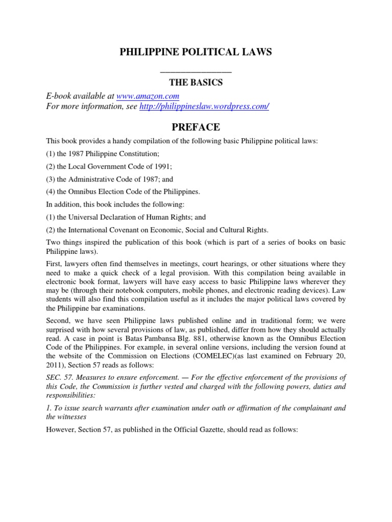 Philippine Political Law The Basics (Preface) Search And Seizure E