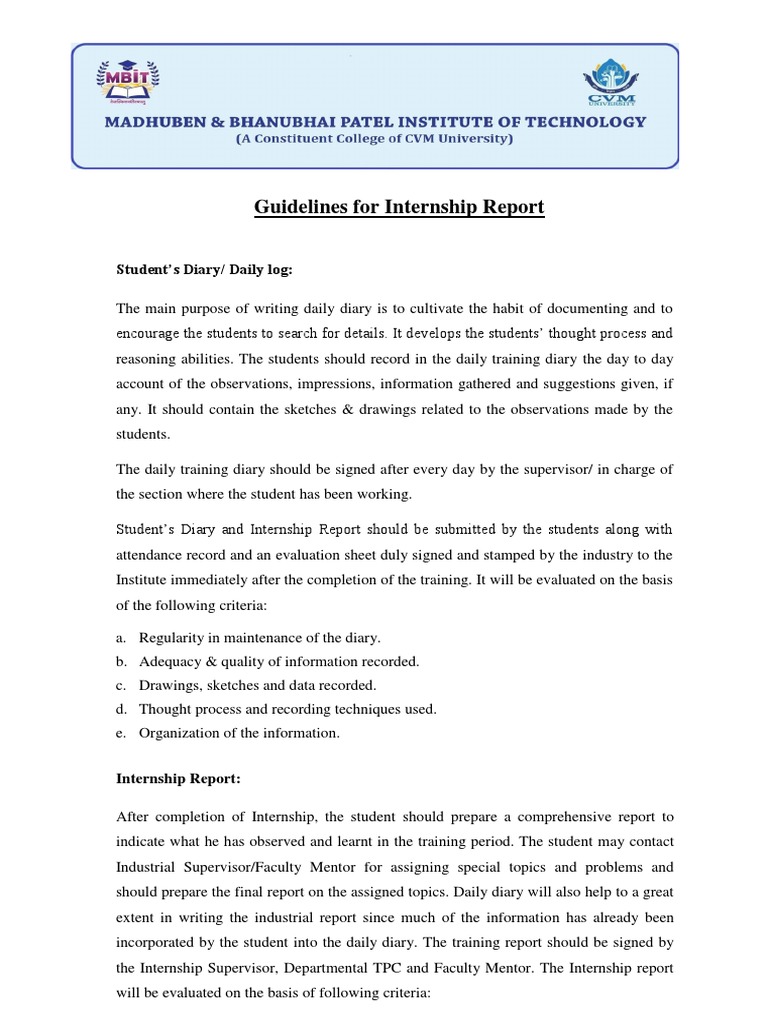MBIT Guidelines For Internship Report | PDF | Internship | Job Hunting