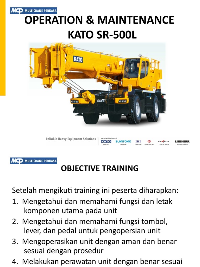 Kato SR-500L Operation & Maintenance Guide | PDF | Crane (Machine ...