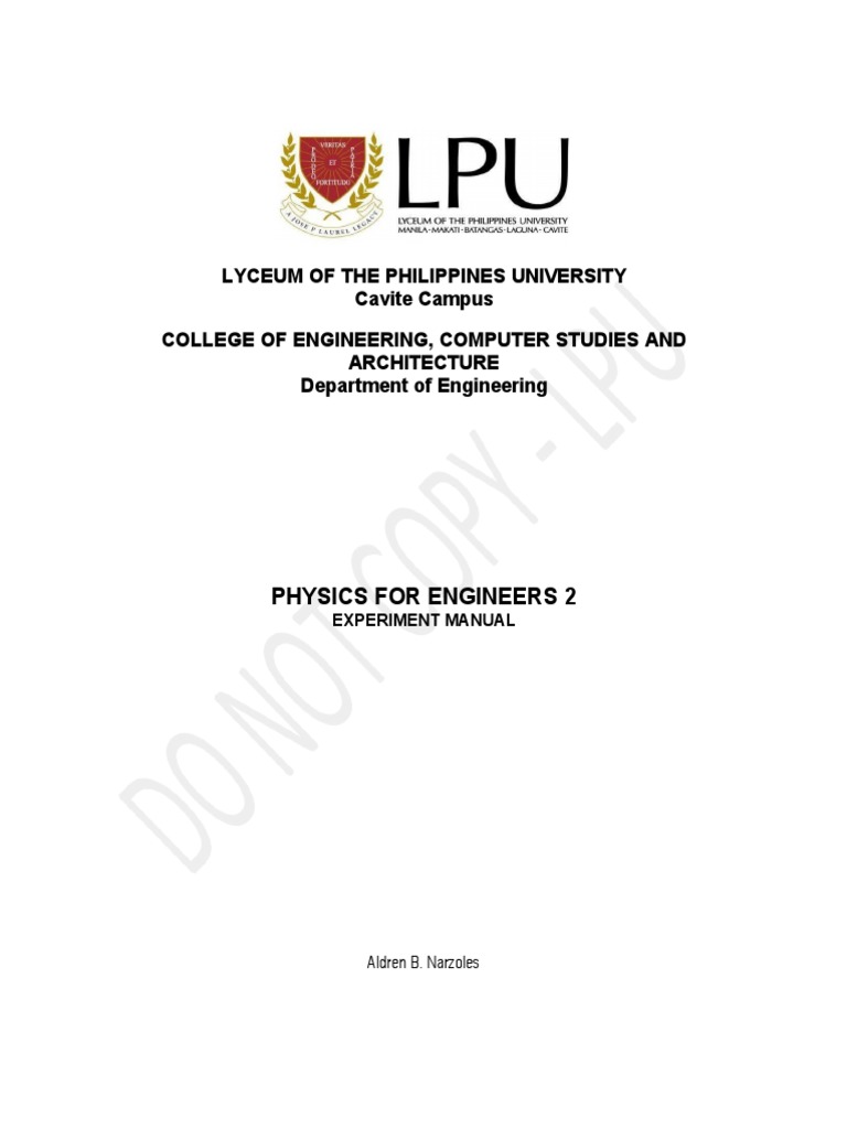 Physics For Engineers 2 (PHYLO2E) - Lab Manual | PDF | Thermal ...