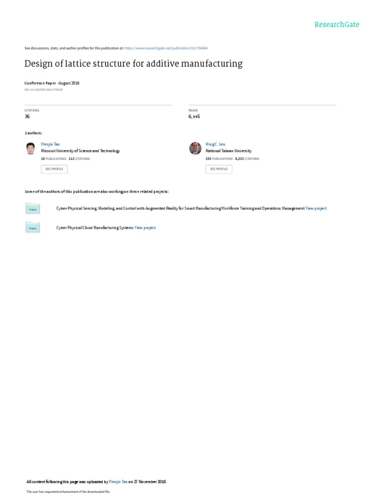 Lattice Design in Additive Manufacturing | PDF | Strength Of Materials ...