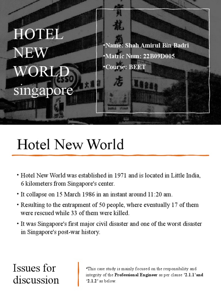 Root Cause Analysis of the 1986 Collapse of Hotel New World in