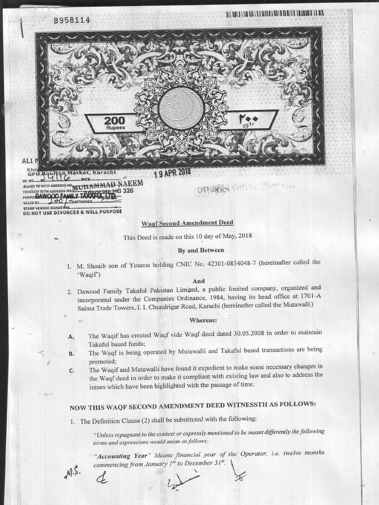 Waqf Deed | PDF | Islamic Banking And Finance | Financial Services